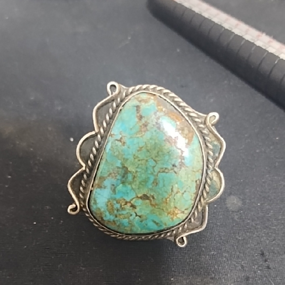 Turquoise Silver Statement Ring - image 5